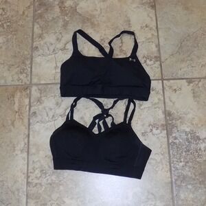 Under Armour Sports Bra Bundle Women Small Black Good Strappy Racerback 2pk